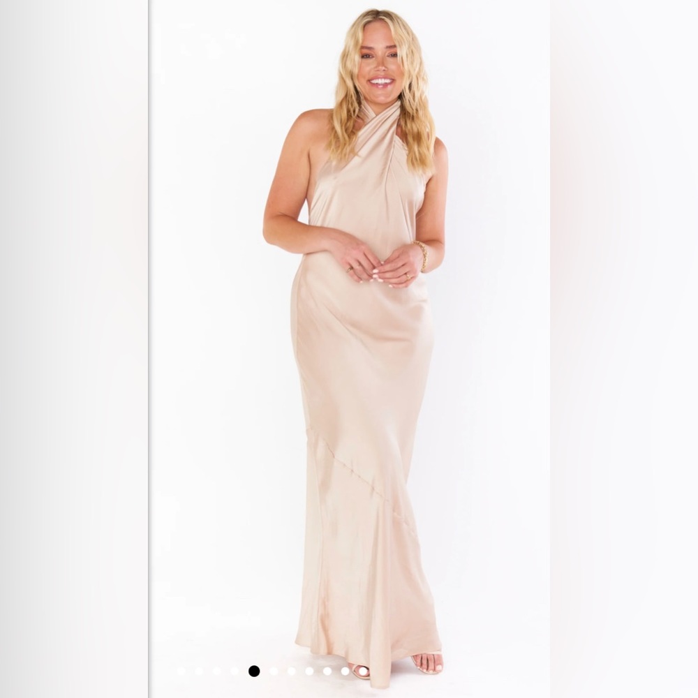 Show Me Your Mumu Jasmine Halter Maxi Dress in Champagne - XS. Worn once